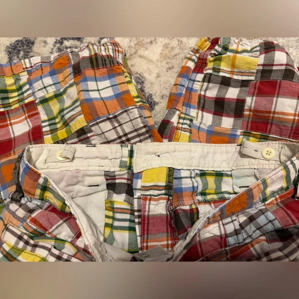 Vintage Old Navy Boys 14 Husky Patchwork Plaid Shorts
